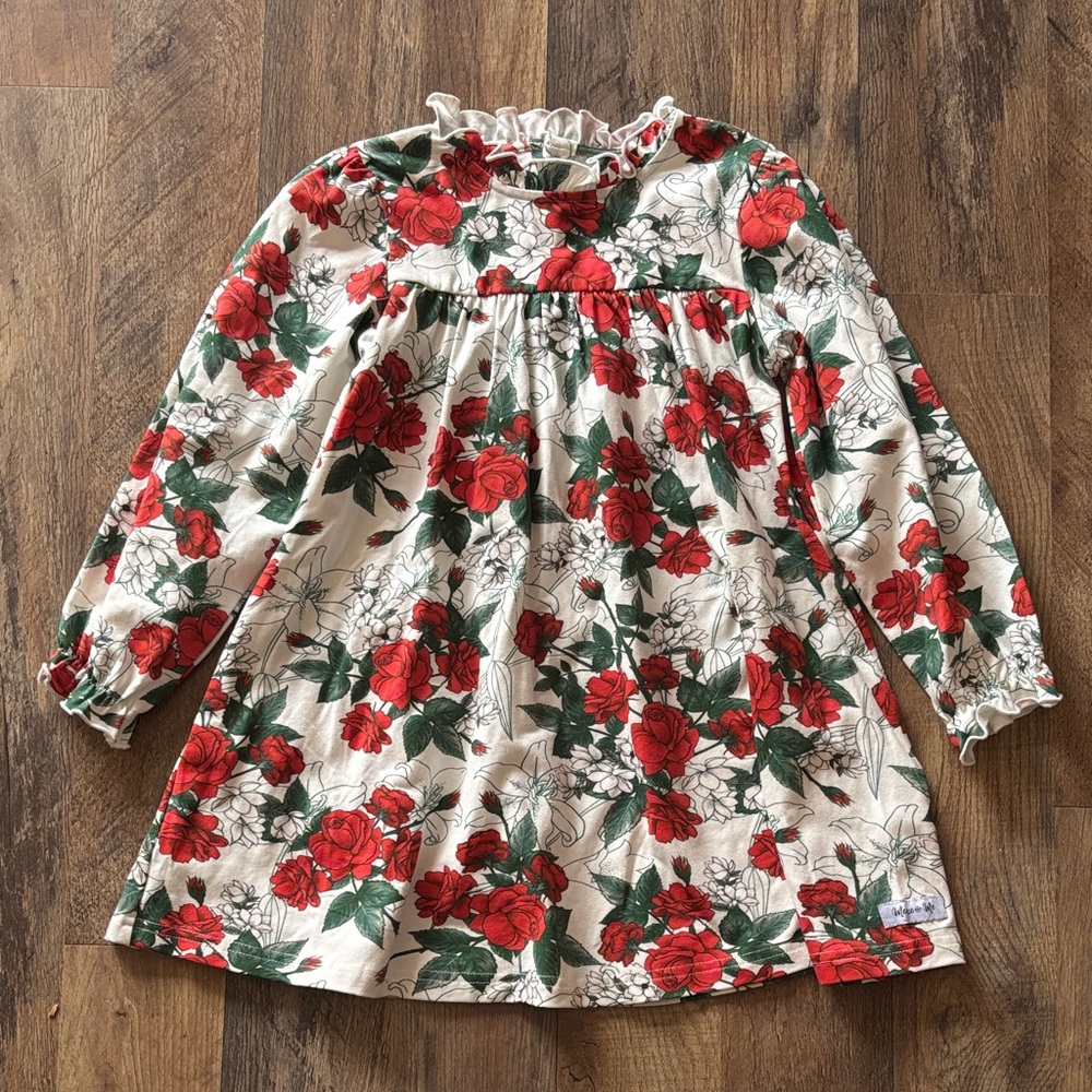 Merce & Me Red Rose Valentines Knit Long Sleeve Casual Dress size 6